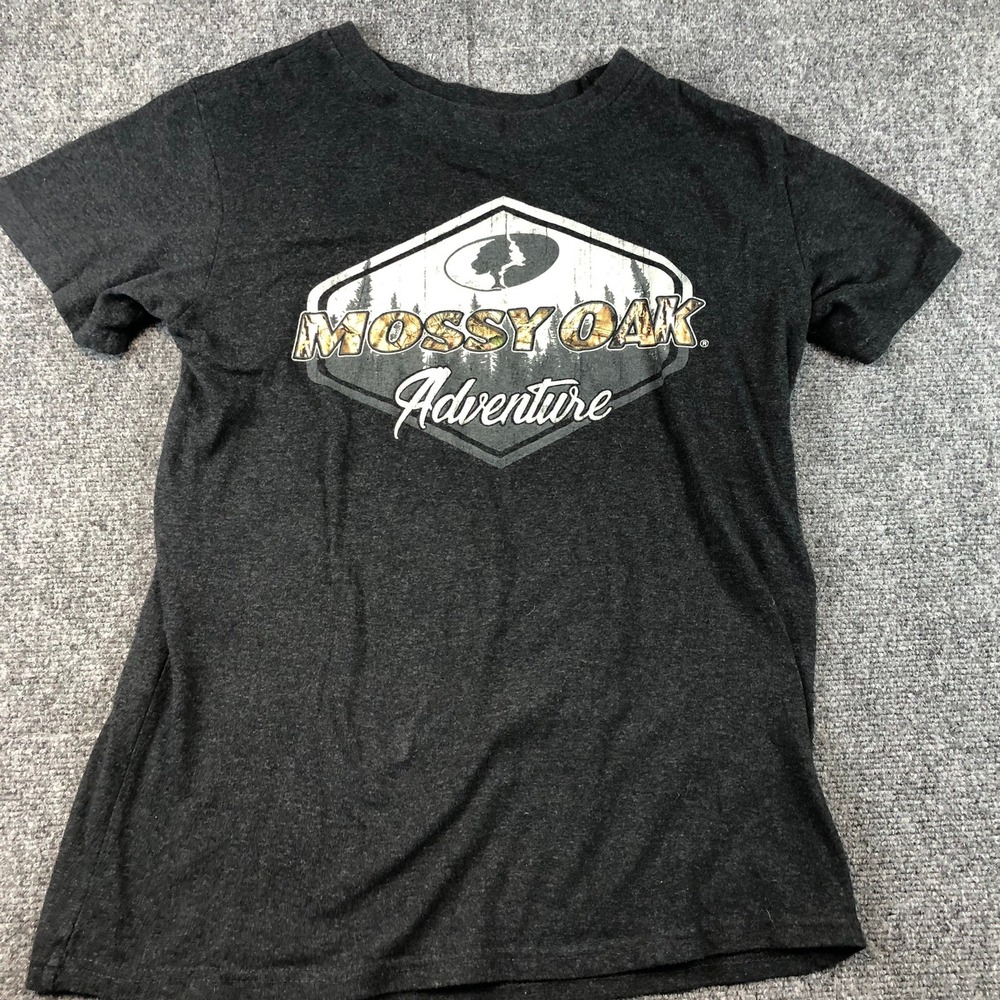 Mossy Oak Adventure T-Shirt Mens Size M Gray Short Sleeve Graphic‎ Tee